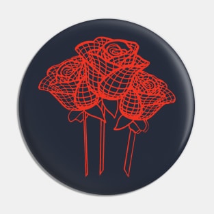 Stylized Line Drawing Artistic Red Roses Vector Pin