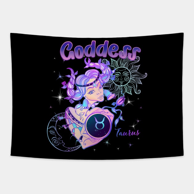 Zodiac Taurus Goddess Queen Horoscope Tapestry by The Little Store Of Magic