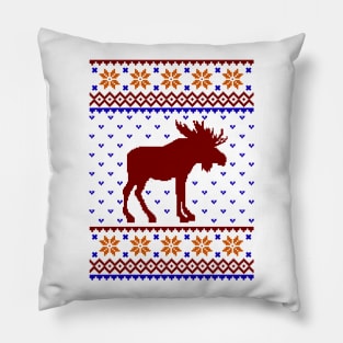 merry christmas moose ugly sweater Pillow