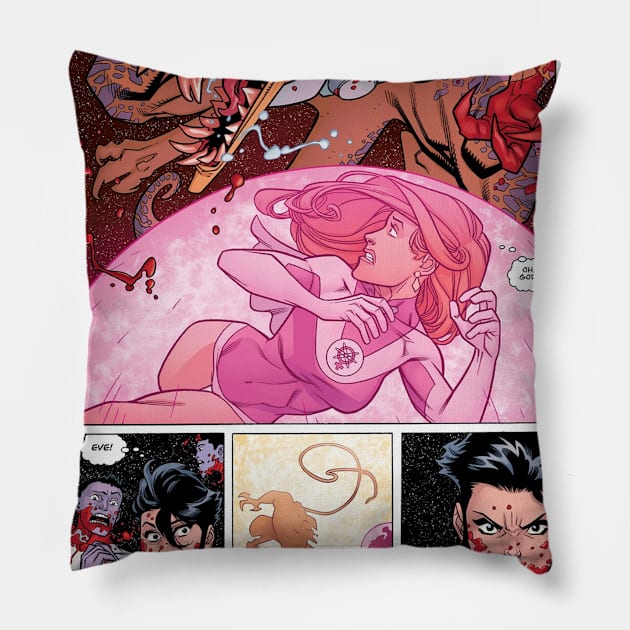 atom eve female hero Pillow by super villain