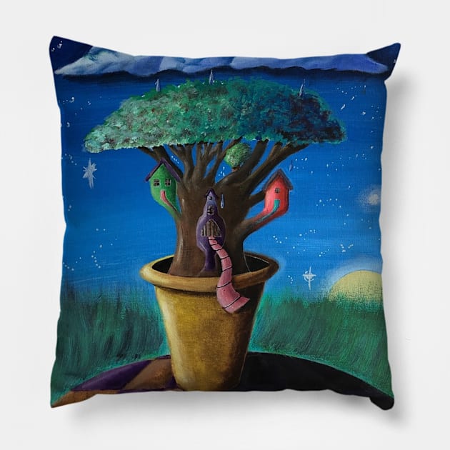 Growing Houses Pillow by ManolitoAguirre1990