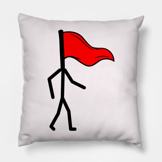 Walking Red Flag Pillow by Trend Spotter Design