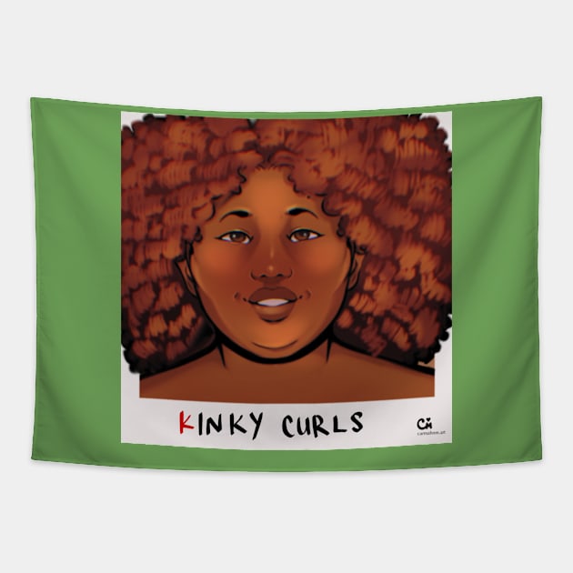 Kinky Curls Tapestry by CarmahnArt