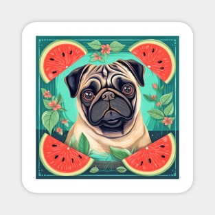 Cute Pug Dog Watermelon All Over Tote Bag Magnet