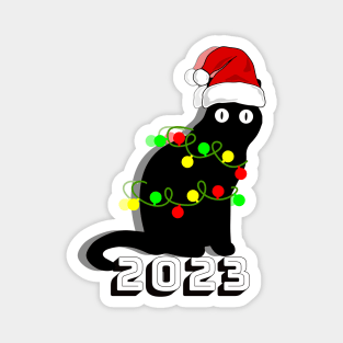 new year 2023 with santa cat Magnet