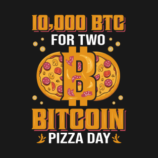 10000 btc for two bitcoin pizza day tshirt template modern dark design T-Shirt