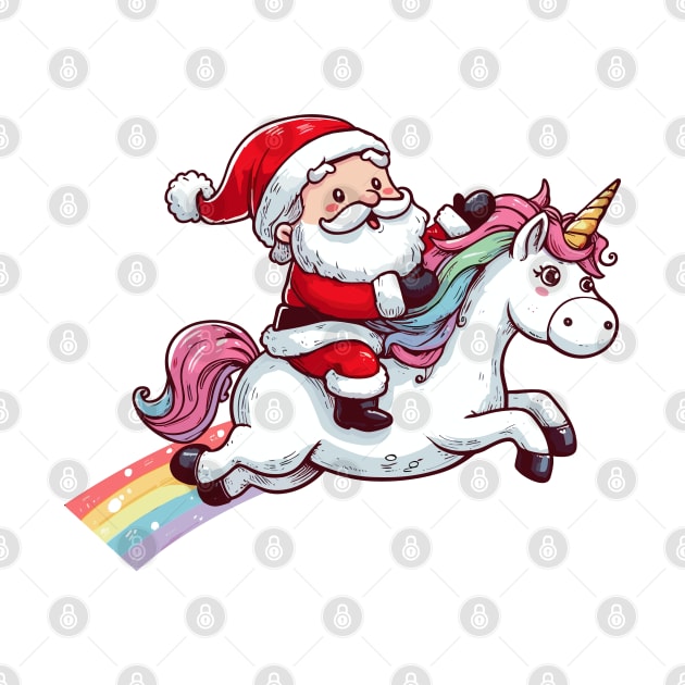 Santa Riding Unicorn by katzura