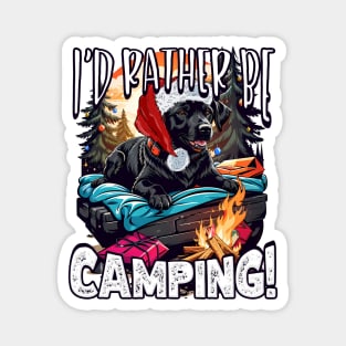 I'd Rather Be Camping, Cute Christmas Labrador Dog, Camper Glamper Magnet