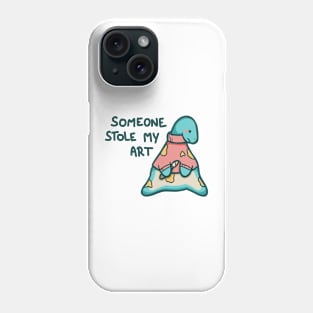 Sad Dino Artist, Someone stole my art, dinosaur Phone Case