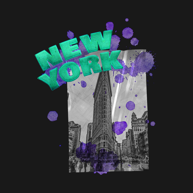 Disover New York Drip - Teal/Purple - Vintage Retro Style - T-Shirt