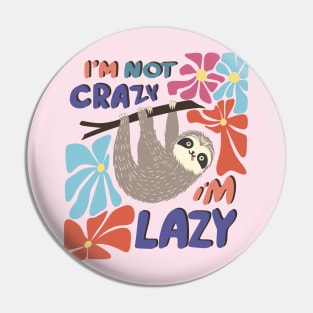 funny sloth and abstract bright flowers Pin