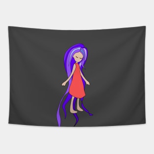 Free Spirit, Girl with Purple Hair Tapestry