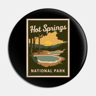 Hot Springs National Park Retro Vintage Travel Art Pin