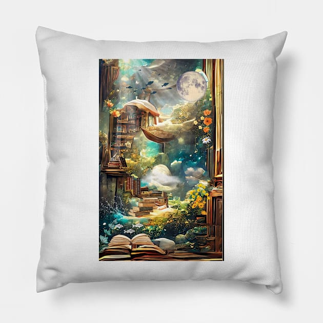 Library in Ocean| National library week | literacy week Pillow by PsychicLove