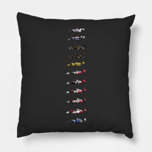 Ayrton Senna - All F1 Cars illustration Pillow