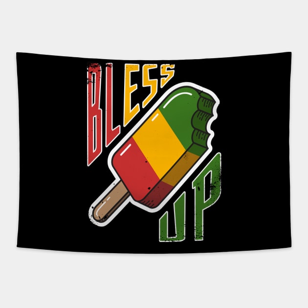 Bless Up, Cool Jamaican Reggae Music Ice cream Tapestry by emmjott