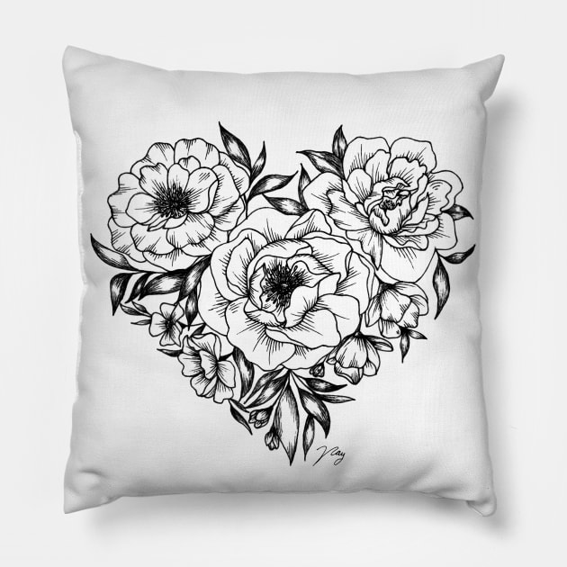 Foral Heart Bouquet Pillow by Akbaly