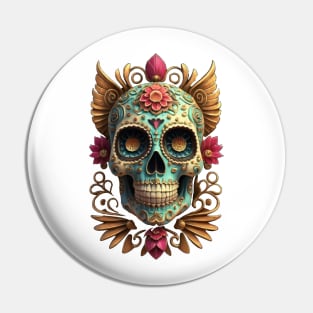 Sugar Skull Dia de los Muertos Mexican Day Of The Dead Tattoo Art Culture Punk Rock Goth Skeleton Pin