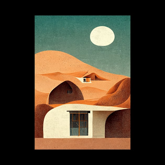 Desert House under Moonshine by deificusArt