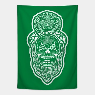 Celtic Sugar Skull (green) Tapestry