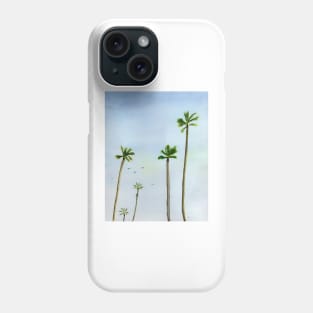 Palm Trees with a blue Sky Watercolor Painting Phone Case