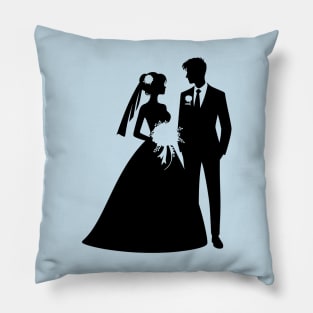 Bride and Groom Silhouette Pillow