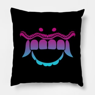 Bali Tiger Mask Teeth Vaporwave Pillow