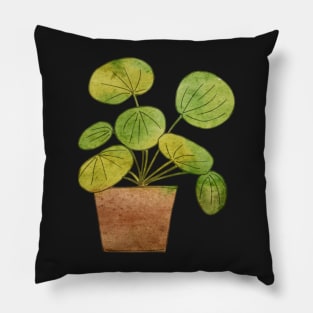Pilea Plant in a Pot Illustration Pillow