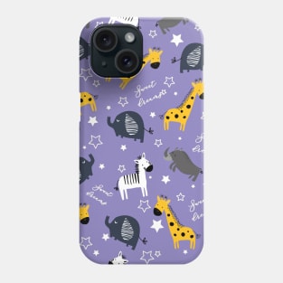 Sweet dreams little one zoo animals cute pattern purple Phone Case