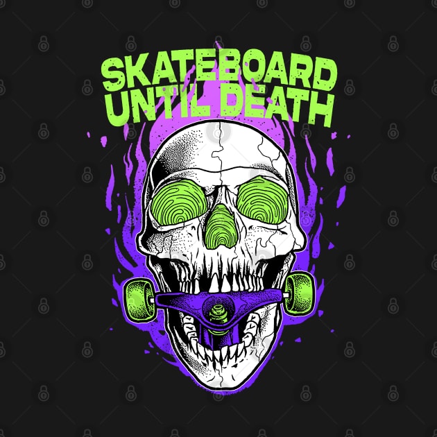 Skate Until Death Skull Skateboard SK8 Punk Tattoo Mini Ramp by alxmd