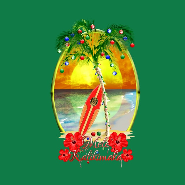 Mele Kalikimaka Hawaiian Surfing Christmas by macdonaldcreativestudios