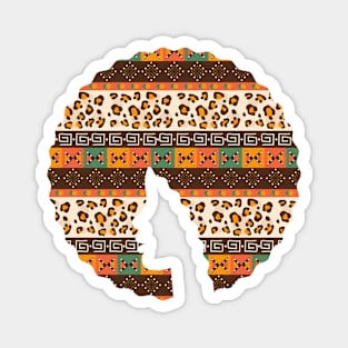 Afro Hair Woman with African Pattern, Black History Magnet