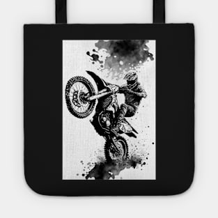 Dirt bike cool wheelie white background Tote