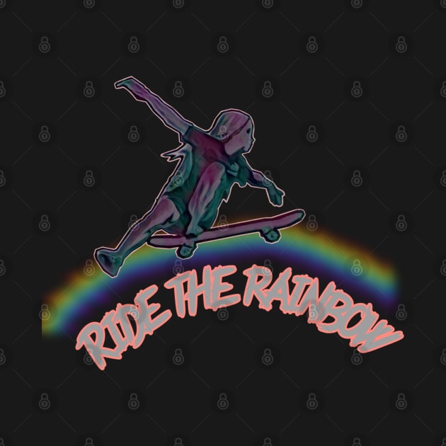 Ride the rainbow, skater girl by CreakyDoorArt