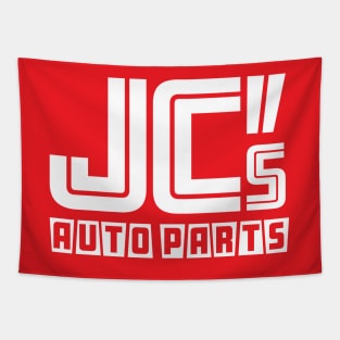 JC Auto Parts - (Double-Sided - White on Solid Color) Tapestry