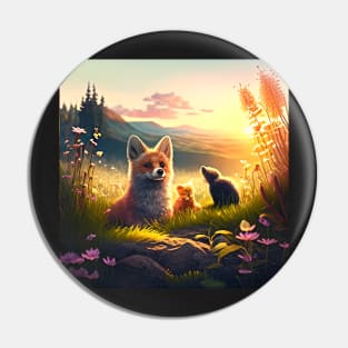 Majestic Mother Fox Pin