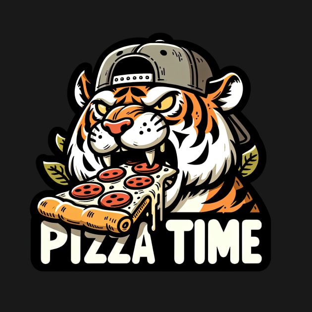 tiger eating slice a pizza by Dracoola