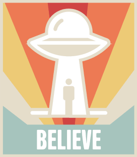 BELIEVE | Vintage Style UFO Alien Abduction Poster Magnet