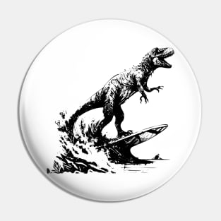 Dinosaur Surfing in Style Pin