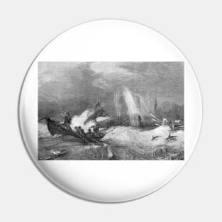 Whalers catching a whale, 19th century (C006/9087) Pin