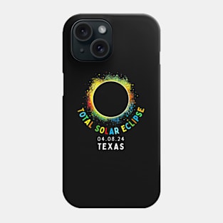 Texas Total Solar Eclipse Totality April 8 2024 Tie Dye Phone Case