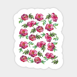 Peonies Flowers Watercolor Ink Cute Girly Magnet