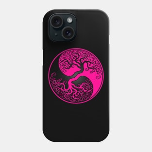 Pink and Black Tree of Life Yin Yang Phone Case