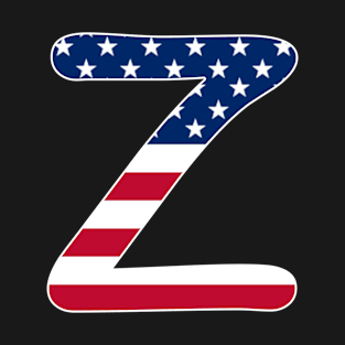 Letter Z Capital Alphabet Z American Flag T-Shirt