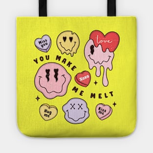 You Make Me Melt XOXO Miss You Hug Me Kiss Me Emoji Face Melting Face Tote