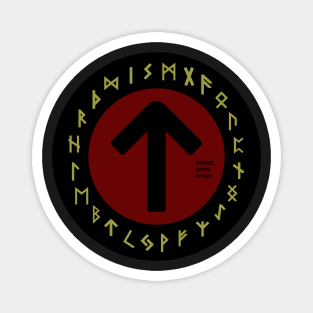 Red Teiwaz Futhark Rune Symbol Magnet