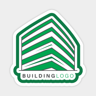 Building Skyscraper in Cityscape Sticker design vector illustration. Building and landmark object icon concept. Company buildings in flat style sticker design logo. Magnet