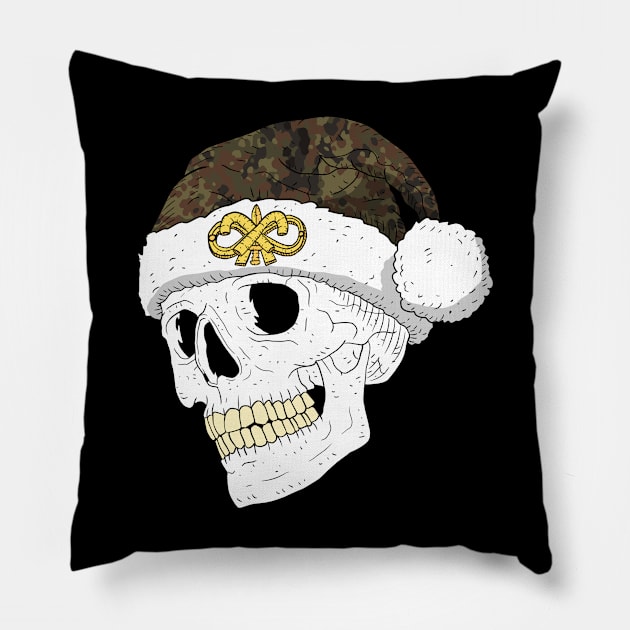santa's skull with flecktarn camouflage. Pillow by JJadx
