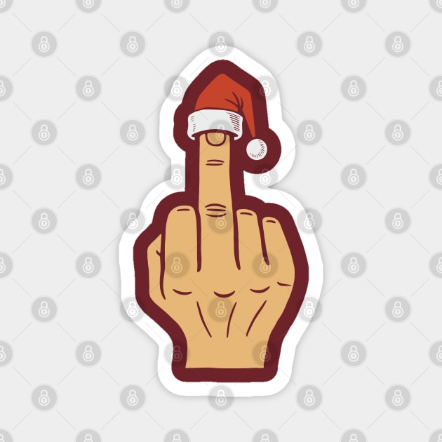 Naughty Christmas Middle Finger Rude Humor Magnet by Anticorporati