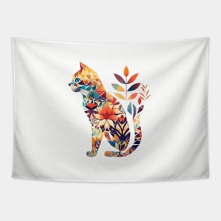 Floral Cat Geometrix Tapestry